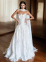 Shop 2025 ANNAKOO White Flower Strapless Satin A Line Wedding Dress With Shawl Under 189