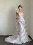 Shop 2025 ANNAKOO Tulle Swetheart Appliques Trumpet Mermaid Wedding Dress Under 198