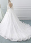 3D Flowers Appliques Lace Scoop Ball Gown Wedding Dress
