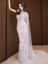 Shop 2024 ANNAKOO Soft Pink Lace Flower Trumpet Mermaid Wedding Dress Under 399
