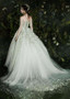 3D Flowers Off-the-shoulder Ball Gown Wedding Dress