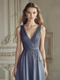 Shop 2025 ANNAKOO Gray V Neck Chiffon Appliques Pleats Prom Dress Under 189