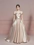 Shop 2025 ANNAKOO Off The Shoulder Satin A Line Wedding Dress With Bowknot Under 198