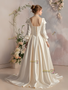 Shop 2025 ANNAKOO Long Sleeve V Neck Satin Appliques Beading Wedding Dress Under 269