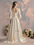 Shop 2025 ANNAKOO Long Sleeve Ivory Satin A Line Beading Wedding Dress Under 298