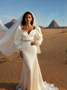 Shop 2025 ANNAKOO Trumpet Mermaid Long Sleeve Satin Crystal Wedding Dress Under 289