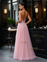 Shop 2025 ANNAKOO Spaghetti Straps Soft Pink Tulle Appliques Prom Dress With Slit Under 169