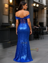 Shop 2025 ANNAKOO Sequin Trumpet Mermaid Royal Blue Sheer Back Prom Dress With Slit Under 169