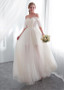 Short Sleeve Tulle Off-the-shoulder A-line Wedding Dress