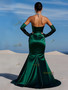 Shop 2025 ANNAKOO Dark Green Satin Trumpet Mermaid Sweetheart Beading Prom Dress With Slit Under 189