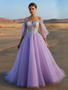 Shop 2025 ANNAKOO Lavender Tulle Long Sleeve Beading A Line Prom Dress Under 198