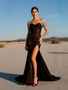 Shop 2025 ANNAKOO Off The Shoulder Brown Beading Satin Trumpet Mermaid Prom Dress With Slit Under 189