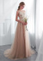  Champagne Jewel  See-through Bodice A-line Wedding Dress