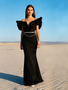 Shop 2025 ANNAKOO Satin Black Trumpet Mermaid Backless Chain Prom Dress Under 169