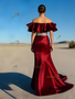 Shop 2025 ANNAKOO Burgundy Off The Shoulder Satin Beading Belt Prom Dress Under 148