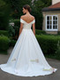 Shop 2025 ANNAKOO Off The Shoulder A Line Satin Appliques Wedding Dress Under 248