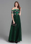 Ready To Ship Lace Off-the-shoulder Green  Formal Dress With Embroidery