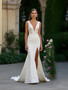 Shop 2025 ANNAKOO Lace Trumpet Mermaid Deep V Neck Backless Wedding Dress With Slit Under 259