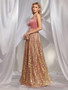 Shop 2025 ANNAKOO Pink Sequin A Line Corss Criss Back Prom Dress Under 99