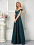 Shop 2025 ANNAKOO Green Off The  Shoulder A Line Ruched Prom Dress Under 129