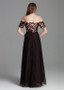 Ready To Ship  Tulle Off-the-shoulder Brown Prom Dress With Sequins