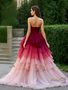 Shop 2025 ANNAKOO Burgundy Ombre Tulle Sweetheart High Low Prom Dress Under 239