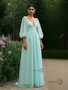 Shop 2025 ANNAKOO Long Sleeve Chiffon Mint Green A Line Prom Dress With Slit Under 139