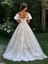 Shop 2025 ANNAKOO Cap Sleeves A Line Tulle Appliques Wedding Dress Under 239