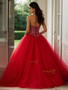 Shop 2025 ANNAKOO Red Sweetheart Tulle Ball Gown Beading Prom Dress Under 259