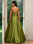 Shop 2025 ANNAKOO Olive Green Sati Sweetheart Beading Prom Dress With Slit Under 188