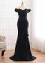  Black Off-the-shoulder Chiffon Mermaid Mother Of The Bride Dress