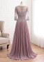 Scoop Long Sleeve Champagne A-line Mother Of The Bride Dress 
