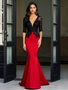 Shop 2025 ANNAKOO Black & Red Trumpet Mermaid Backless Prom Dress Under 178