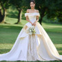 Shop 2025 ANNAKOO Off The Shoulder Satin Lace Flower Wedding Dress Under 298