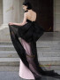 Shop 2025 ANNAKOO Pink & Black Satin Trumpet Mermaid Bow Prom Dress Under 179