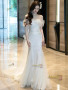 Shop 2025 ANNAKOO Off The Shoulder Sequin Trumpet Mermaid Bow Wedding Dress Under 189