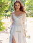 Shop 2025 ANNAKOO Long Sleeve Sweetheart A Line Chiffon Wedding Dress With Slit Under 178