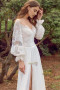 Shop 2025 ANNAKOO Long Sleeve Sweetheart A Line Chiffon Wedding Dress With Slit Under 178