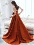 Shop 2025 ANNAKOO Orange Spaghetti Straps Satin Ruched A Line Bow Prom Dress Under 149