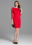In Stock Lace Jewel Red Short Sheath/Column Cocktail Dress