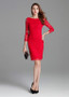 In Stock Lace Jewel Red Short Sheath/Column Cocktail Dress