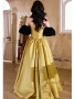 Shop 2025 ANNAKOO Yellow Satin A Line Strapless Prom Dress With Detachable Sleeves Under 149