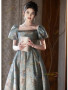 Shop 2025 ANNAKOO Puffy Sleeve Print Satin A Line Prom Dress Under 178
