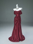 Shop 2025 ANNAKOO Off The Shoulder Ruched Burgundy Trumpet Mermaid Prom Dress Under 288
