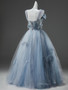 Shop 2025 ANNAKOO Blue Tulle Off The Shoulder Bow Beading Prom Dress Under 298