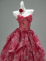 Shop 2025 ANNAKOO Burgundy Print Tulle Layers A Line Flowers Prom Dress Under 398