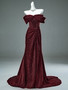 Shop 2025 ANNAKOO Burgundy Trumpet Mermaid Off The Shoulder Prom Dress Under 248