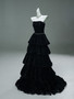 Shop 2025 ANNAKOO Black Velvet A Line Layer Beading Belt Prom Dress Under 298