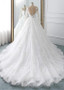 Appliques Tulle & Lace Scoop Ball Gown 3D Flowers Wedding Dress  