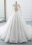 Appliques Tulle & Lace Scoop Ball Gown 3D Flowers Wedding Dress  